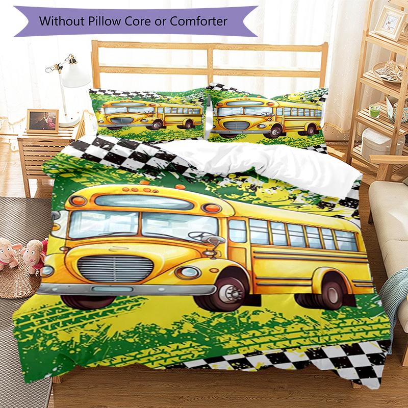 3pcs Car Bedding Set Duvet Cover Closure Includes 1 Duvet Cover & 2 Pillowcases, Soft and Comfortable for All Seasons.
