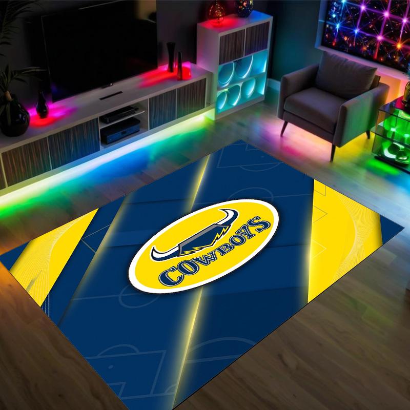 North Queensland Cowboys Design Crystal Velvet Carpet Cozy Non?Slip Printed Rug For Bedroom Living Room Entrance