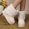 Fashion Comemore Women Round Toe Warm Thickened Plush Winter Beige Snow Boots Thick Sole Casual Comfortable Solid Colour Fur Short Boots