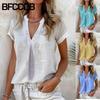 BFCCQB Bluze și Cămăși Casual de Damă la Modă pentru Vară și Primăvară, cu Decolteu în V și Mânecă Scurtă