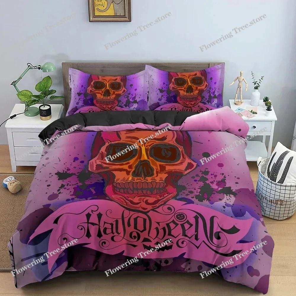 Hot Style Soft Bedding Set 3d Digital Skull Printing Duvet Cover Set with Zipper Single Twin Double Full Queen King