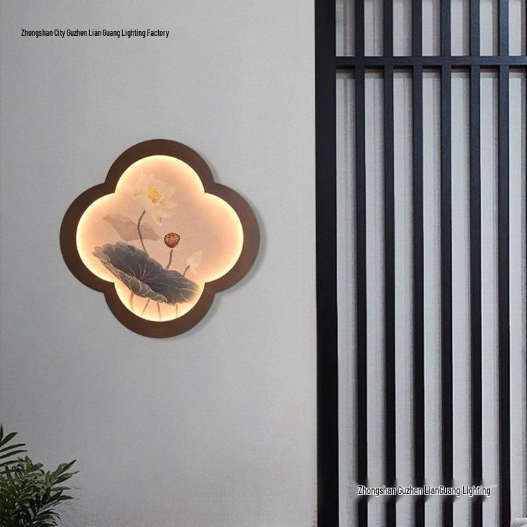 Song Dynasty Zen Mural Lamp: Retro Wall Light for Living Room, Hallway, and Staircase