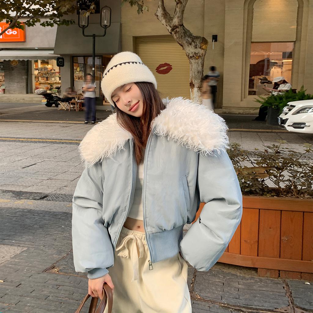 Winter new pu down cotton clothes women's short lamb wool collar pie to overcome the tide of thickened women's coats