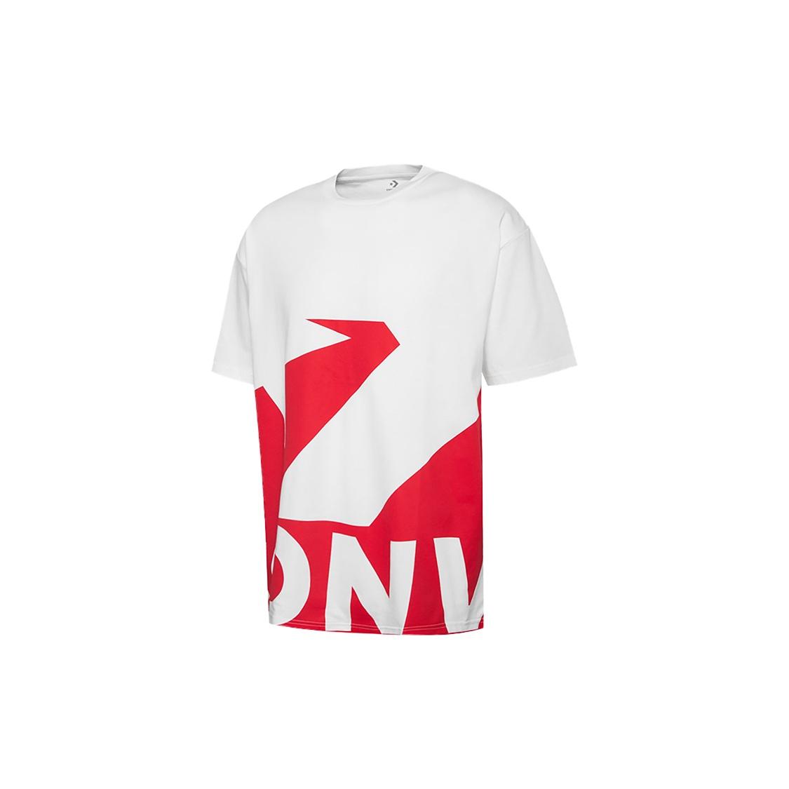 Men s Converse Contrasting Colors Printing Sports Short Sleeve Red T-Shirt 10018381-A02 L