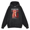 Heavyweight 440g Washed Vintage Denim-Style Anime Hoodie Men Streetwear Casual Sweatshirt