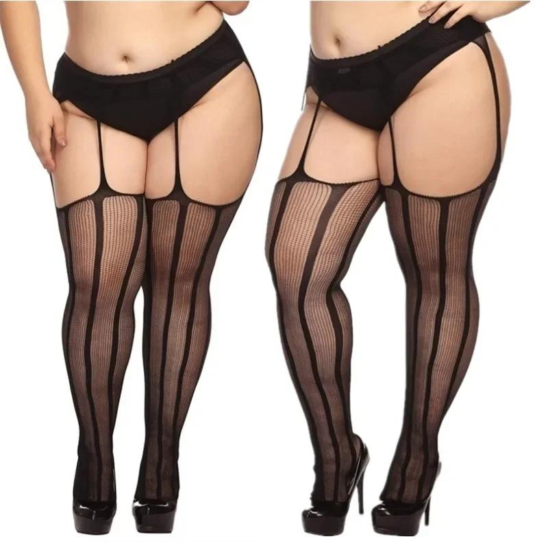 Elastic Plus Size Girls Over The Knee Thigh High Sexy Black Lace Top Silicone Anti Slip Stockings Socks For Women Xl 3Xl 4Xl 5Xl