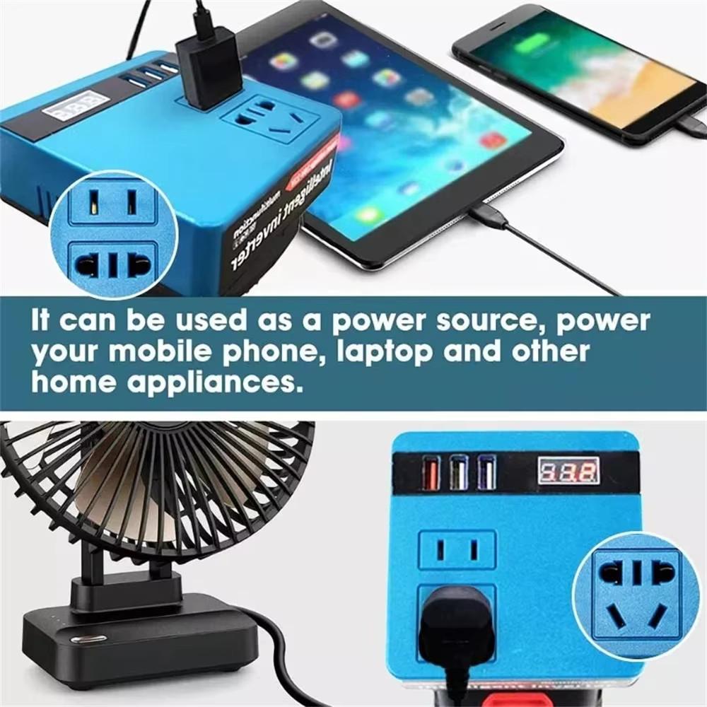 120W Lithium Battery Inverter DC 18-21V to AC 220V Electric Tool Power Inverter Compatible with Makita Brand for Power Tools
