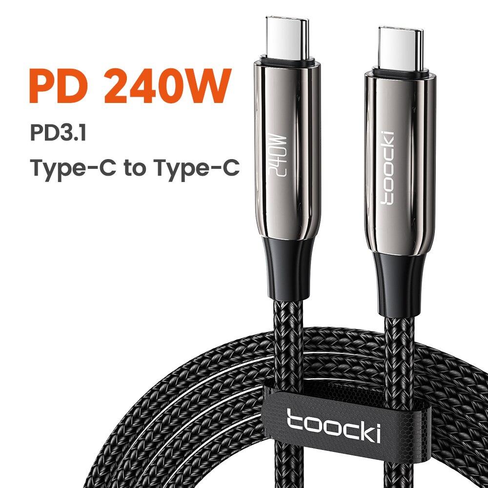 Toocki 240W USB C To Type C Cable PD3.1 48V 5A Super Fast Charging Cable Type C For 15 Samsung S23 Huawei Macbook