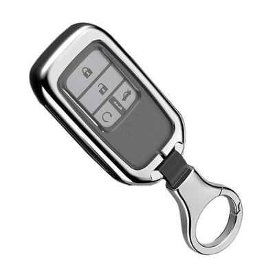 Car Smart Key Fob Cover Case Chain Fit for Honda Accord Civic CRV Fit Jazz HR-V Odyssey Pilot - Silver