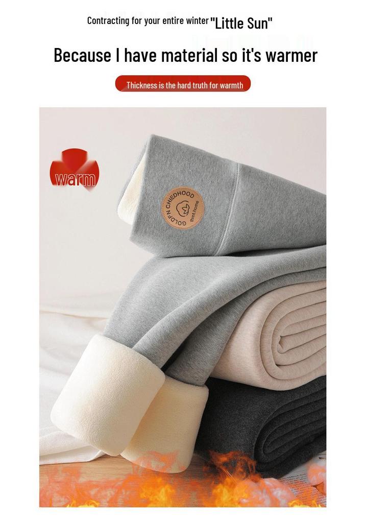 Women's Extra Thick Fleece-Lined Lambswool Pants – High Waist, Elastic, Warm Winter Layer