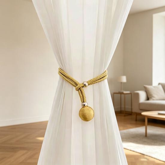 1 Pezzo Sganci tenda regolabile, Sgancio tenda in corda intrecciata con ciondolo a sfera, Supporto decorativo per tende per finestre di stanze, Tende