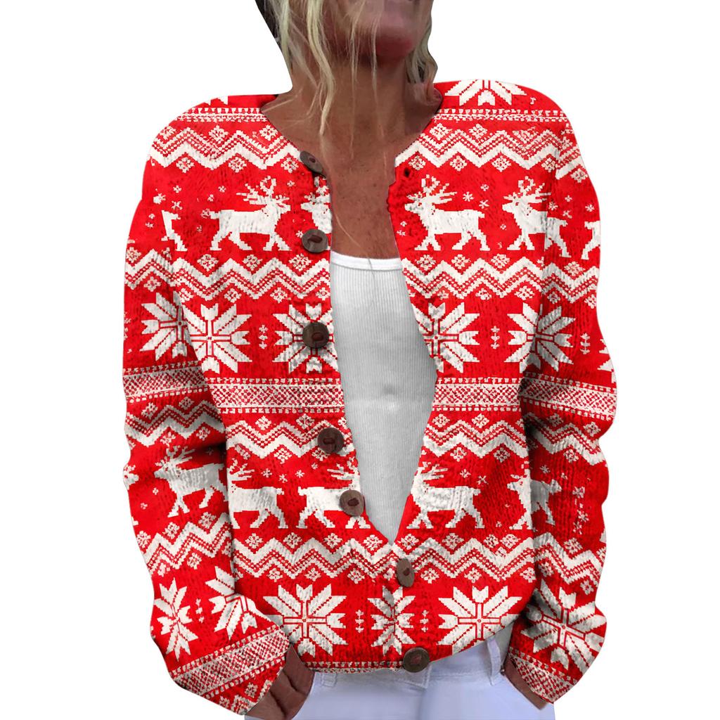 LLL-YK01 Christmas Crew Neck Cardigan Sweater 3D Printing