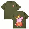 Summer Peppa Pig Page Cartoon Pattern Printed T-shirt Kids Unisex Breathable Loose Casual