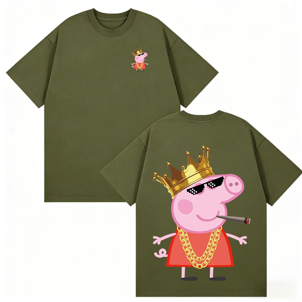 

Summer Peppa Pig Page Cartoon Pattern Printed T-shirt Kids Unisex Breathable Loose Casual 140
