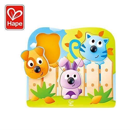 Puzzle à Gros Boutons - HAPE - E1309 - Plastique - Bleu - Animaux de Compagnie