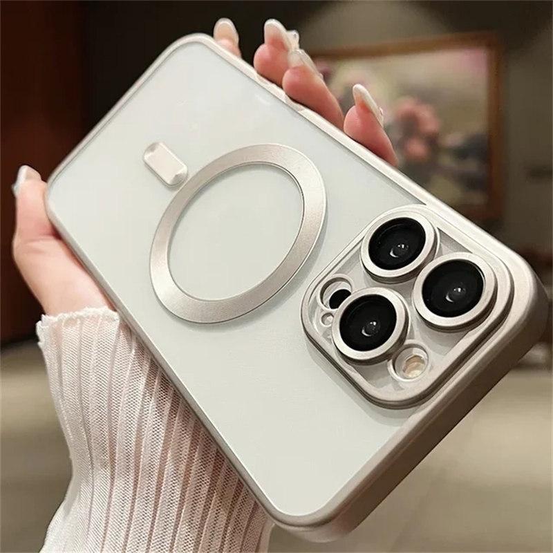 

Магнитный чехол для iPhone 15, 14, 13, 12, 11 Pro Max Plus, модное матовое покрытие с матовым покрытием для чехлов-бамперов Magsafe, чехол Funda iPhone 15 Pro Max серый