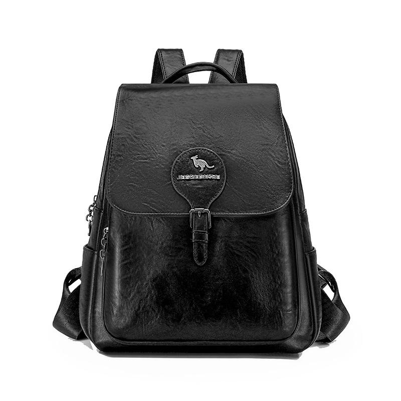 PU Backpack Large Capacity Student Schoolbag Outdoor Travel Backpack чёрный