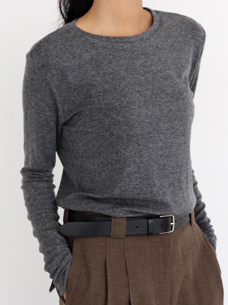 Toji Wool Tencel Long Sleeve Top Grey/Free