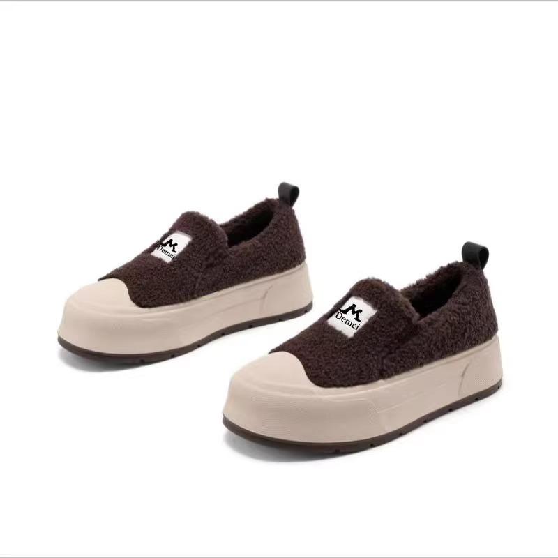 Thick-soled Plush Warm Fluffy Shoes for Women's Winter New Thick-soled Muffin Casual Board Shoes Cotton Shoes for Women