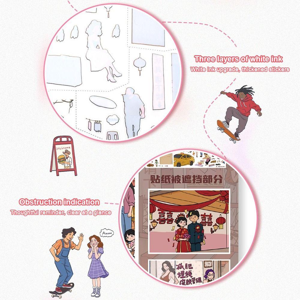 DIY Design Landscape Sticker Kawaii Design Street Scene Sticker Festival Decoration