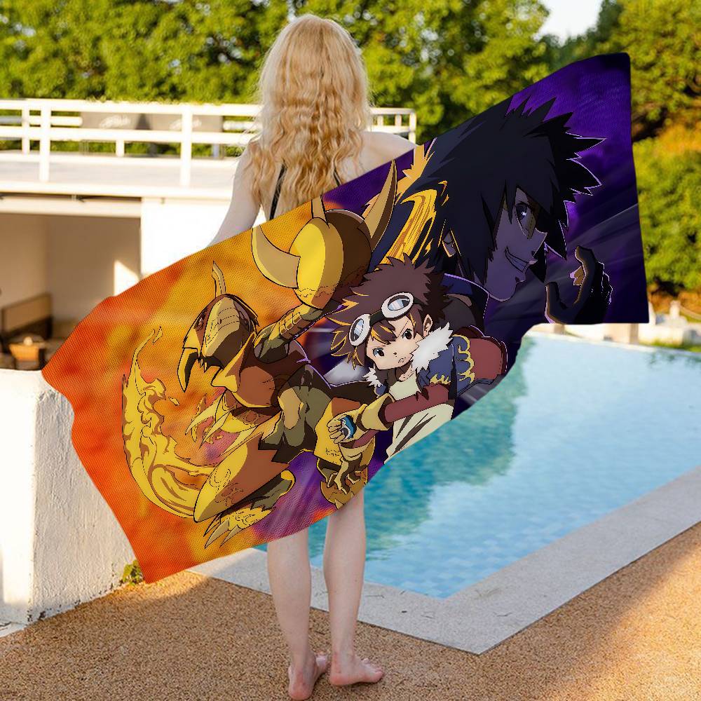 Digimon Adventure Monster Game Beach Towel Colorful Bath Towels For Girl Microfiber Quick Dry Sand Free Beach Yoga Spa