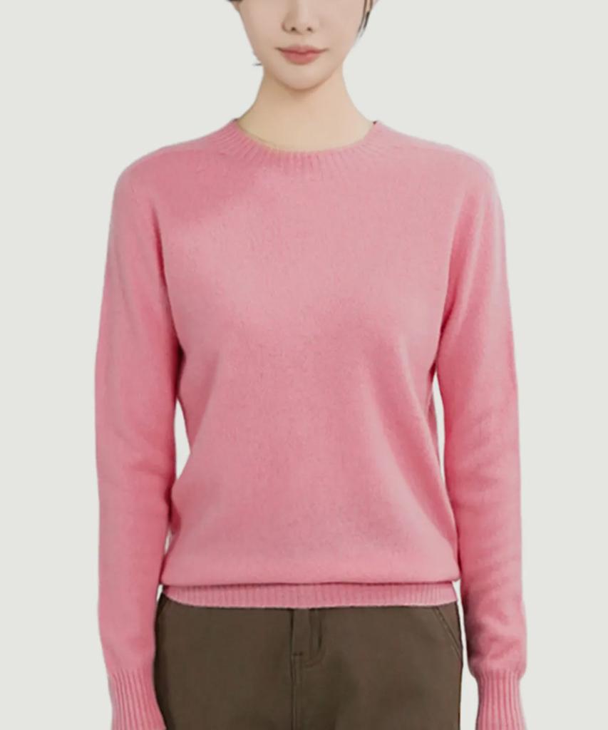 Keulleiseu 100% Wool Basic Knit Sweater_Beige