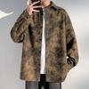 Men's Tie Dye Corduroy Shirt Casual Loose Long Sleeve Button Down Shirt Streetwear Vintage Blouse