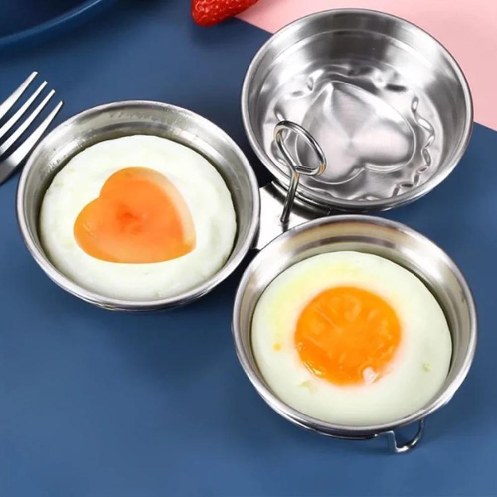 Stainless Steel Egg Cooker Mold with Grab Handle Omelette Maker Egg Poaching Pan Breakfast