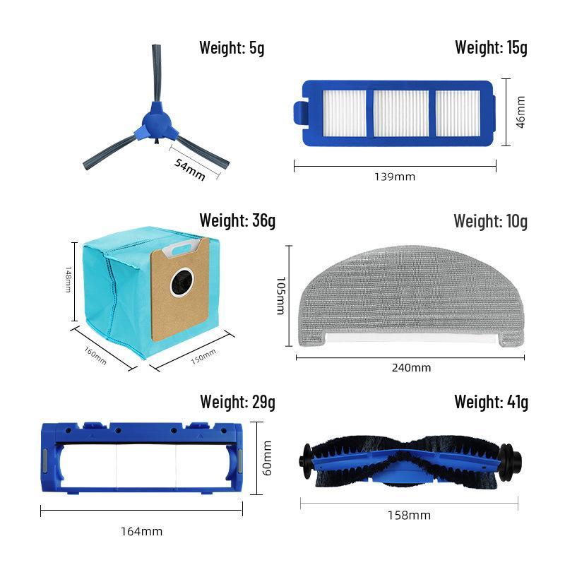 Compatible Accessories for Eufy G40/G40 Hybrid: Main Brush, Roller Brush, Side Brush, Filter, and Mop