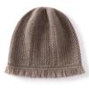 Winter cashmere pile hat men's and women's niche versatile fringed knitted pullover hat warm ear protector cold hat shows small face
