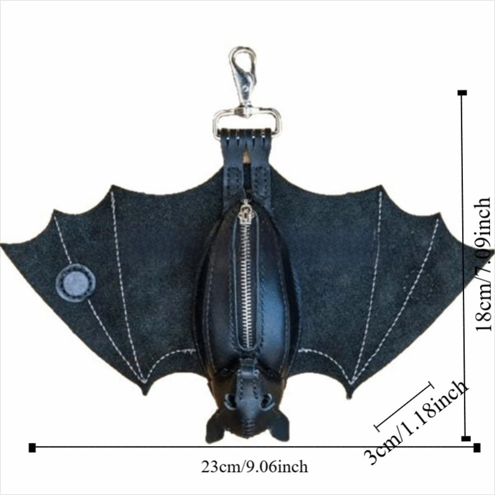 Zipper Halloween Bat Pendant Coin Purse Leather Bat Keychain  Backpack Accessory