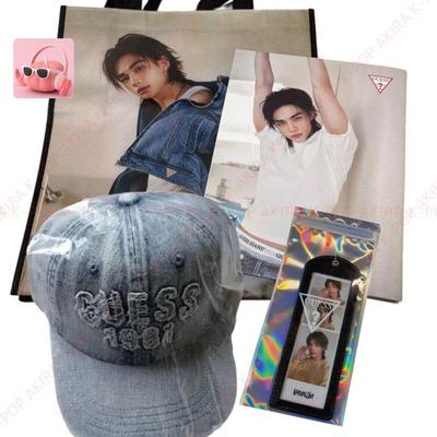 Hádajte STRAY KIDS HYUNJIN KÓREA POP-UP Lookbook Plachtová taška Džínsová čiapka Kľúčenka