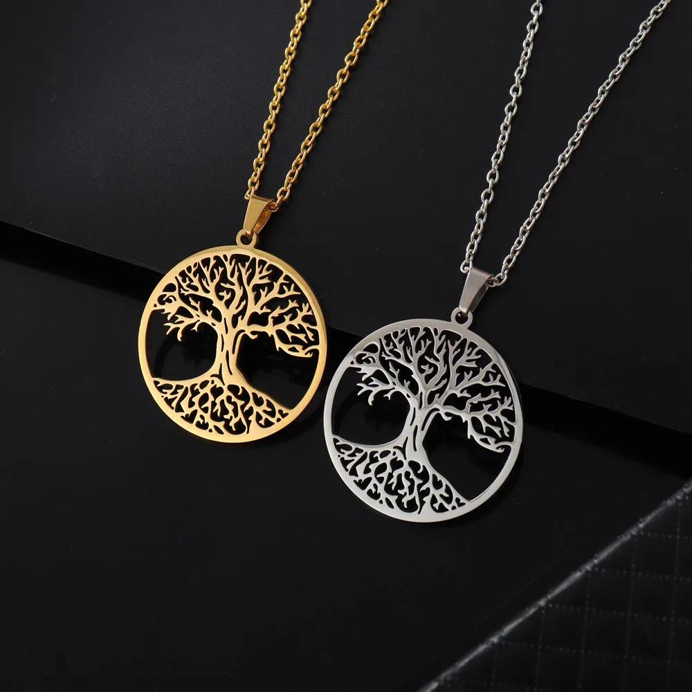 Trend Stainless Steel Viking Tree of Life Pendant Charm Men's Necklace Fashion Hip Hop Punk Jewelry Accessories Party Gift