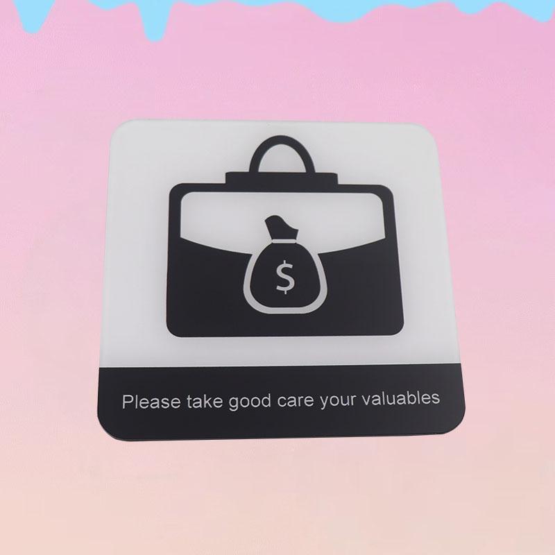 Pop Black Acrylic Creative Signage Please take good care your valuables Sign Wall Label Sticker Warning Badge for Public Shoppe Mall Restaurant Gyms