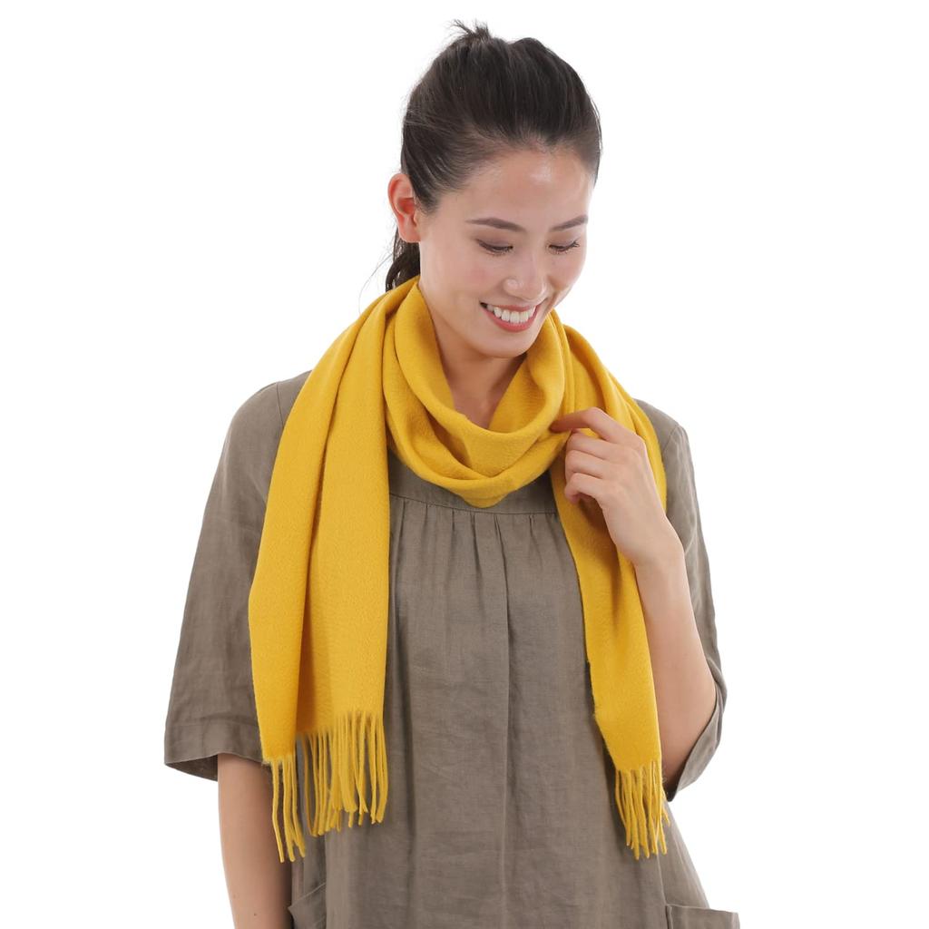 RAINBOW Large Thick Cashmere in Plaid Wide x 180cm 100% Stole/Scarf (60cm Long, Yellow)