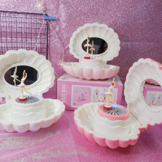 Kriauklės formos besisukanti mergaitė LED mirksinti muzikos dėžutė muzikinis žaislas vaikams Kalėdų dovana