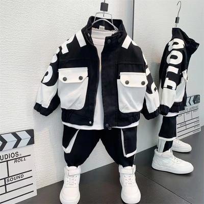 Abbigliamento primaverile e autunnale Set sportivo per bambini Set di abbigliamento per ragazzi Giacca Completo Cappotto per bambini Pantaloni Set due pezzi
