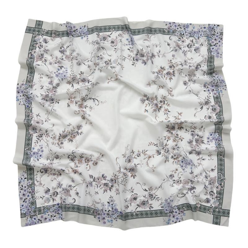 48Colors Malaysia Tudung Bawal Flower Print Hijab Laser Cut Edge Headscarf Premium Cotton Voile Soft Fashion Muslim Square Scarf