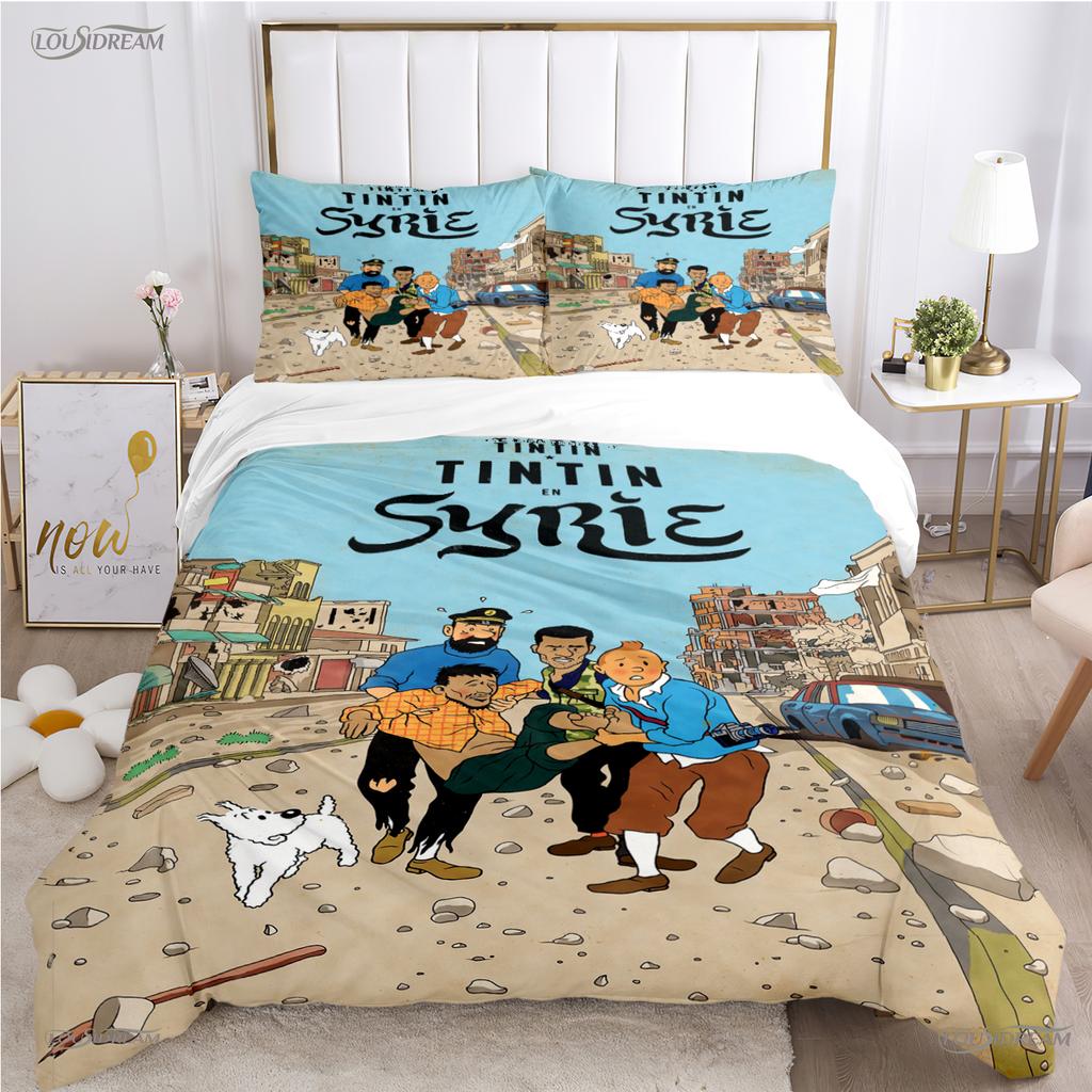 Cute T-Tintines All Season Duvet Cover Cartoon Funny Bedding Sets Soft Quilt Cover And Pillowcases Teen Single/Double/Queen/King