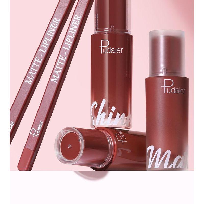 Pudaier - Matte & Pearlescent Liquid Lipstick Set - 6 Types