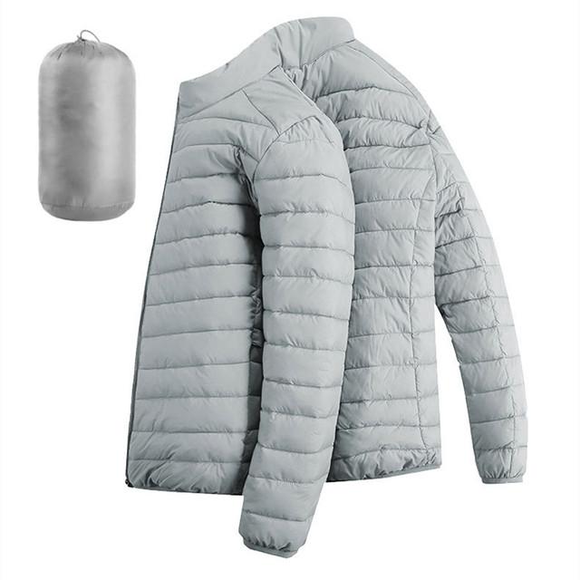 Men Hiking Down Cotton Jacket Hooded Lightweight Parkas Zip Pocket Fashion Outerwear Casual Padded Jacket and Coat Men Winter