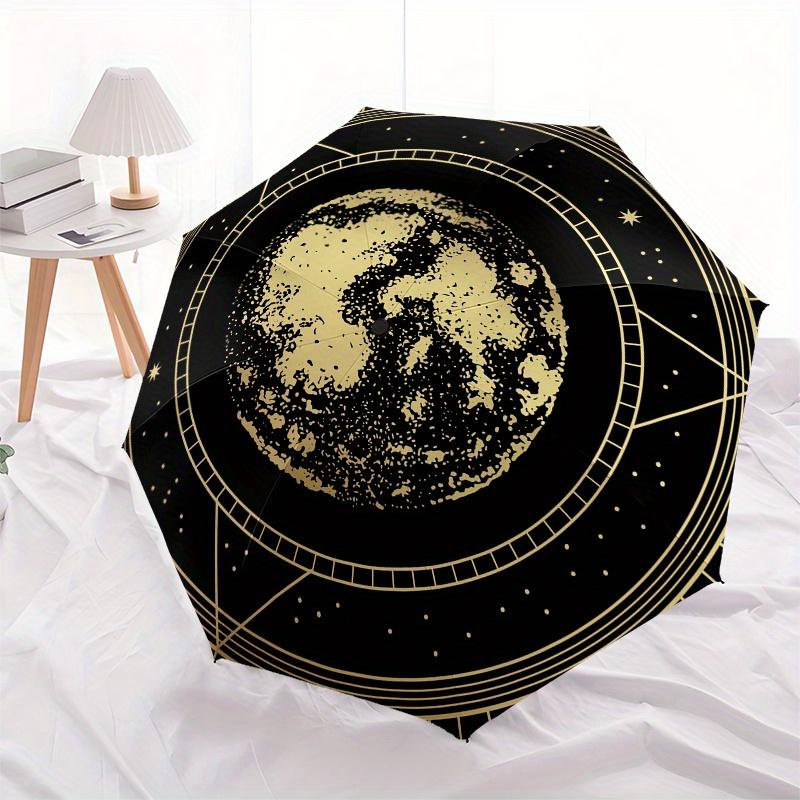 Golden Moon Phase - Celestial Night Sky Design for Journals, Laptops, or CarsUmbrella, Portable 3-Fold Umbrella for Men & Women,Christmas Gift ES117