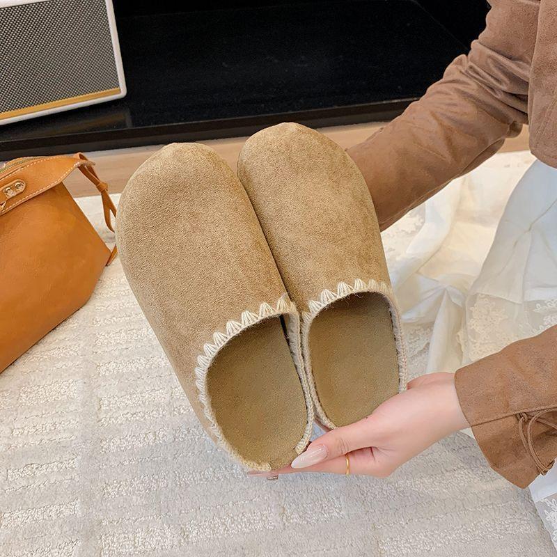 Niche design retro bag head half slippers women's outer wear fashionable versatile platform slippers new in autumn and winter 2025