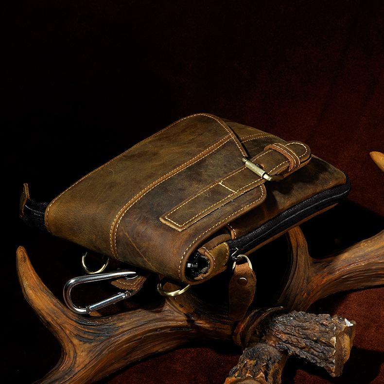 Quality Leather Male Casual Design Messenger Crossbody Bag Multifunction Fashion Travel Belt Waist Bag