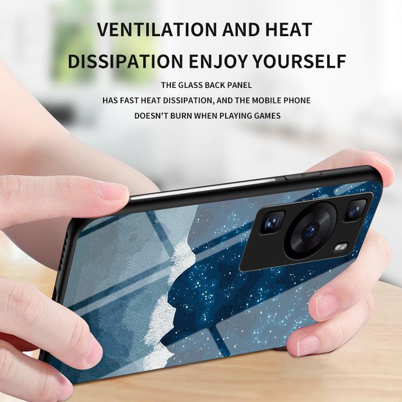 For Huawei P60/P60 Pro 5G PC+TPU+Tempered Glass Starry Sky Pattern Phone Case Drop-proof Cover