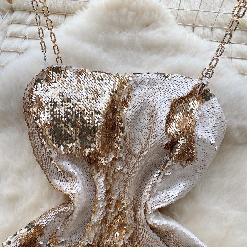 Sexy Sequin Slip One Piece Dress Women Patchwork Chic Vintage Evening Party Dresses Female Korean Fashion Design Slim Ceremonial Dress 2024