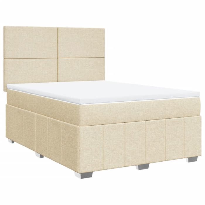Exclusive House - Slatted Bed Base with Cream Mattress 140x200 Cm Fabric