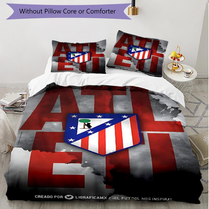 3pcs Duvet Cover Set (1*Duvet Cover + 2*Pillowcase, Without Core), football club Print Soft All‑Season Bedding Set, Home Bedroom Decor Gift
