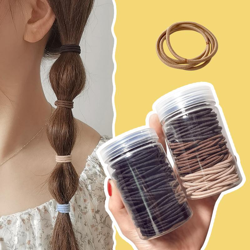 100pcs basic thickened hair elastic bands for woodland hair ties with high elasticity and durable leather sheath