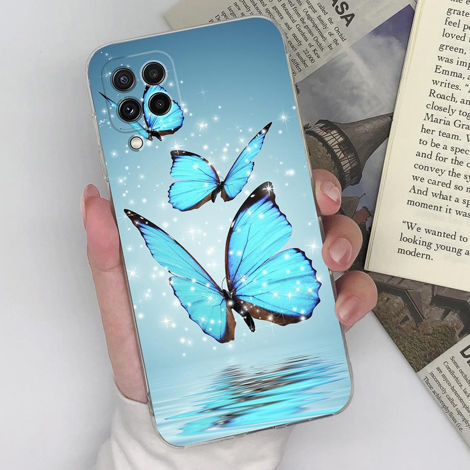 Phone Case For Samsung Galaxy A22 4G 5G Cover Silicone Transparent Fashion Love Heart Butterfly Protective For Samsung A 22 Capa